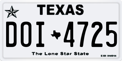 TX license plate DOI4725