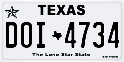 TX license plate DOI4734