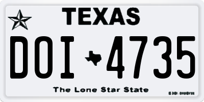 TX license plate DOI4735
