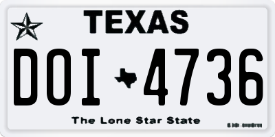 TX license plate DOI4736