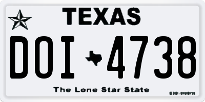 TX license plate DOI4738