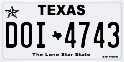 TX license plate DOI4743