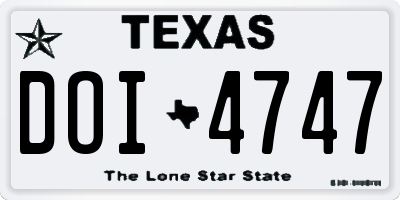 TX license plate DOI4747