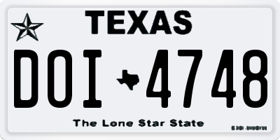 TX license plate DOI4748