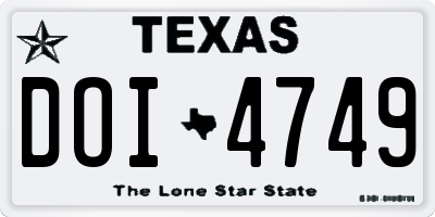 TX license plate DOI4749