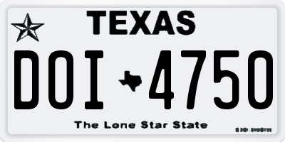 TX license plate DOI4750