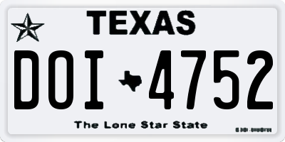 TX license plate DOI4752