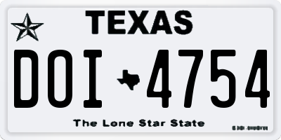 TX license plate DOI4754
