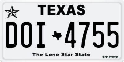 TX license plate DOI4755