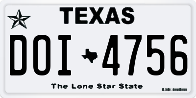 TX license plate DOI4756