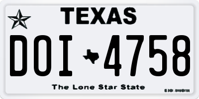 TX license plate DOI4758