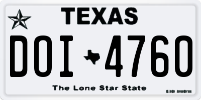 TX license plate DOI4760