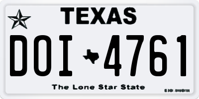 TX license plate DOI4761