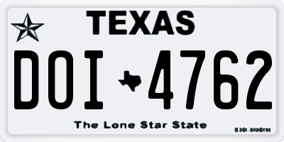 TX license plate DOI4762