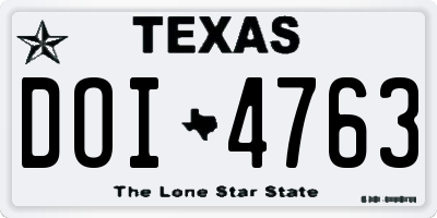 TX license plate DOI4763