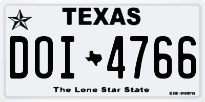 TX license plate DOI4766