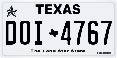 TX license plate DOI4767
