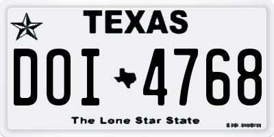 TX license plate DOI4768