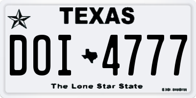 TX license plate DOI4777