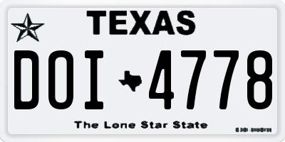 TX license plate DOI4778