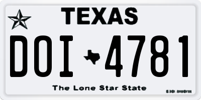 TX license plate DOI4781