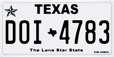 TX license plate DOI4783