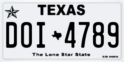 TX license plate DOI4789
