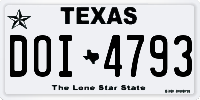 TX license plate DOI4793