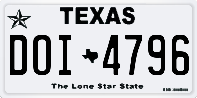 TX license plate DOI4796