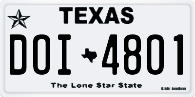 TX license plate DOI4801
