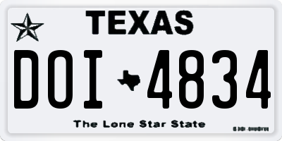TX license plate DOI4834