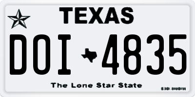 TX license plate DOI4835