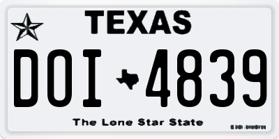 TX license plate DOI4839
