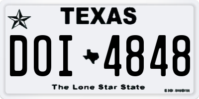 TX license plate DOI4848