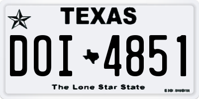 TX license plate DOI4851