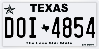 TX license plate DOI4854