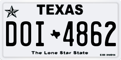TX license plate DOI4862