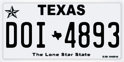 TX license plate DOI4893