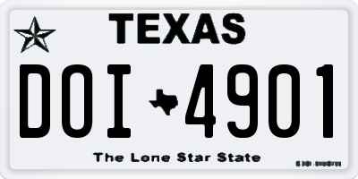 TX license plate DOI4901