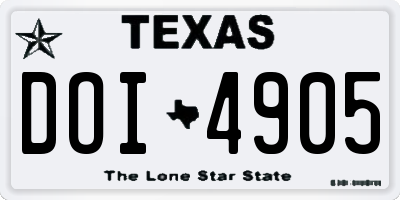TX license plate DOI4905