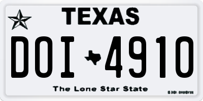 TX license plate DOI4910