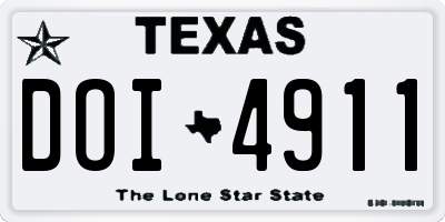 TX license plate DOI4911