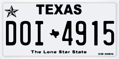 TX license plate DOI4915