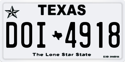TX license plate DOI4918