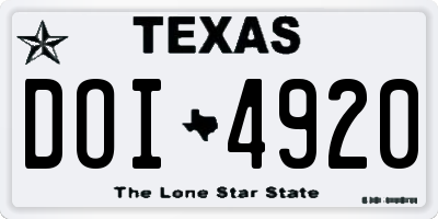 TX license plate DOI4920