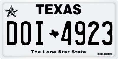 TX license plate DOI4923