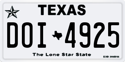 TX license plate DOI4925