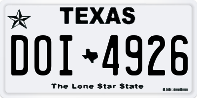 TX license plate DOI4926