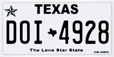 TX license plate DOI4928