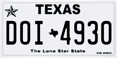 TX license plate DOI4930
